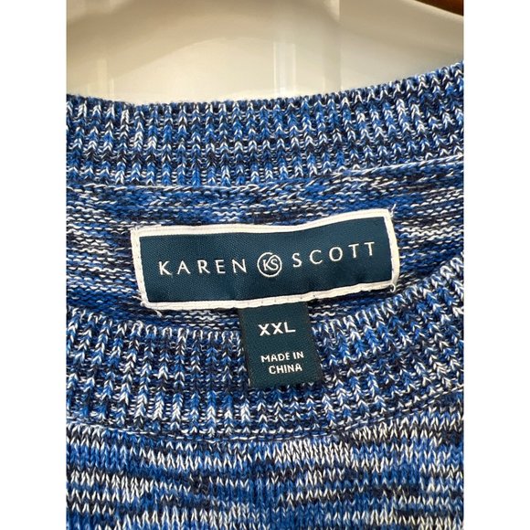 Karen Scott Crewneck Pullover Sweater Women XXL Blue Space Dyed Relaxed Winter - Picture 4 of 10